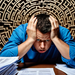 **Prompt 1: The Burden of Labor Issues Alone**
    A stressed small business owner, head in hands, sitting at a desk overflowing with complex legal documents and confusing online information. The background shows a chaotic, maze-like environment, symbolizing the overwhelming complexity of labor laws and the risk of misunderstanding, conveying a sense of isolation and burden. Dim lighting, a feeling of being trapped.