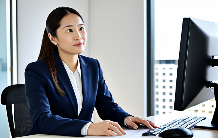 A professional female social insurance labor consultant (公認労務士) in her late 30s, wearing a modest, tailored business suit. She is seated at a modern, clean desk, attentively listening to a client with a compassionate and understanding expression. Her pose is natural and engaged, showing well-formed hands. The background is a bright, professional office with a softly blurred view, illuminated by natural light. High-resolution, realistic, professional photography, perfect anatomy, correct proportions, natural body proportions. Fully clothed, modest clothing, appropriate attire, professional dress, safe for work, appropriate content, professional.