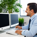 Modern Office - Employee Engagement**

"A bright and modern office space. A professional manager in a fully clothed business suit is engaged in a positive one-on-one meeting with a fully clothed employee. Desks with computers and plants are visible. Safe for work, appropriate content, fully clothed, professional setting, perfect anatomy, natural pose, high quality, family-friendly."

**