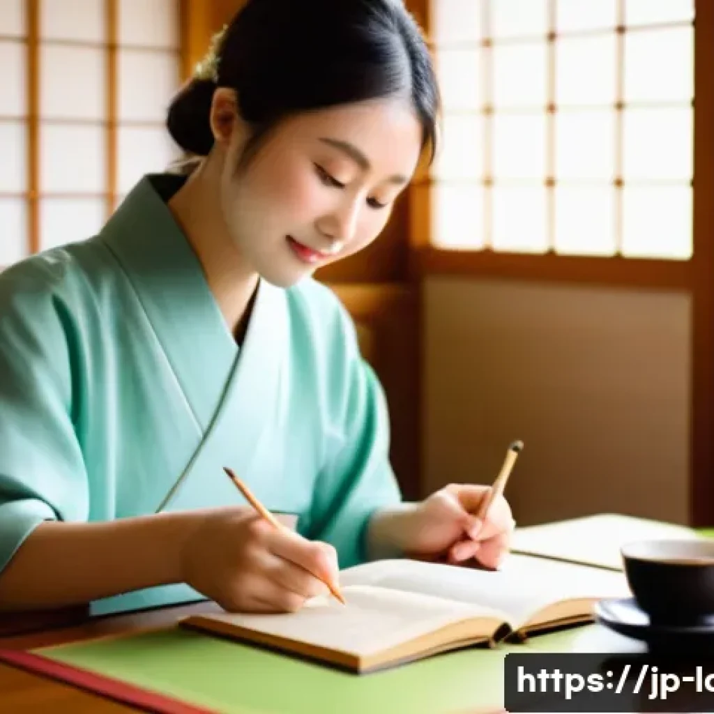 노동법을 공부하기 위한 추천 서적 - A cozy, modern Japanese study room with a young Japanese adult reading a labor law book titled "やさしい...